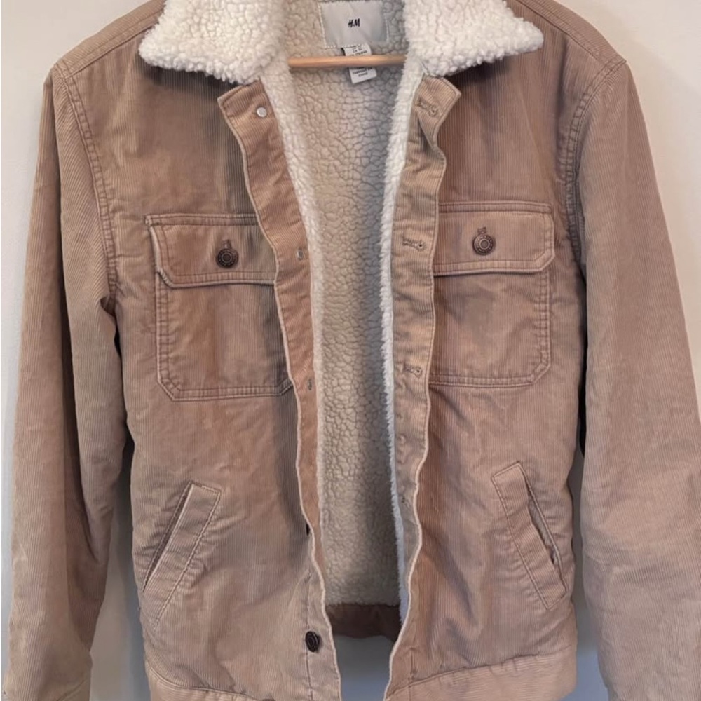 H&M Beige Corduroy Jacket with Fleece Lining